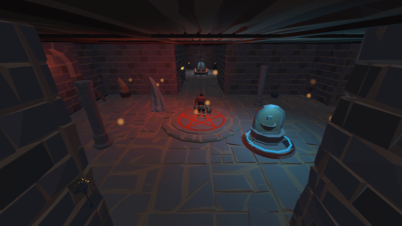 A player facing a ritual chamber inside the Break the Seal dungeon